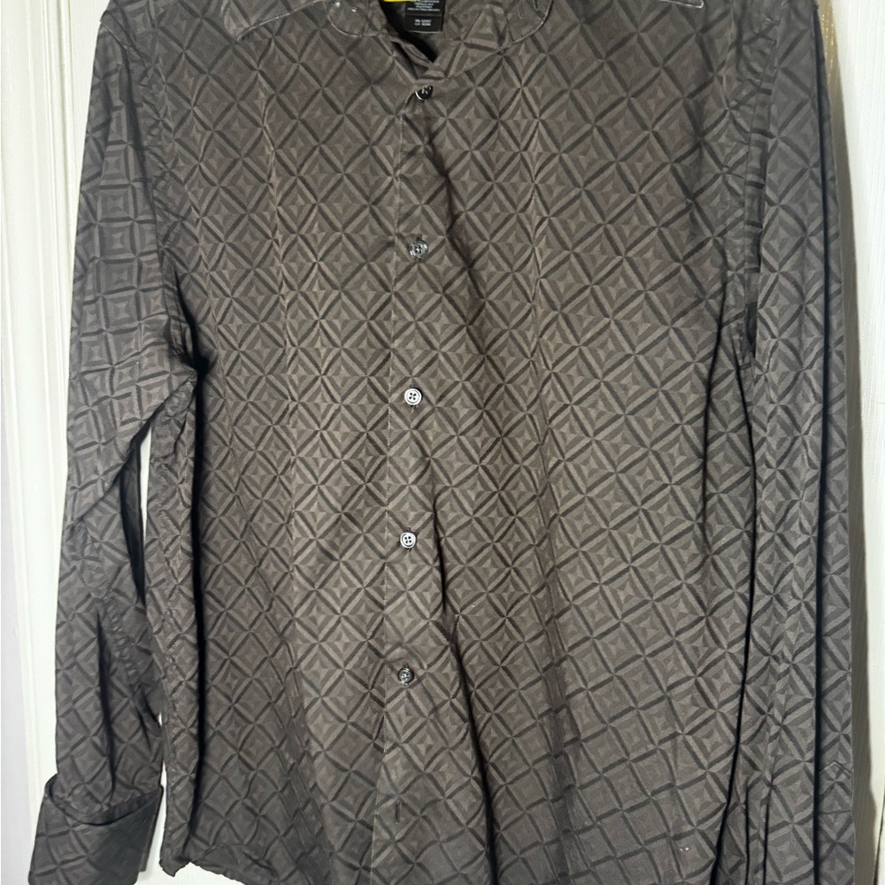 Claiborne Quilted Pattern Dress Shirt - Dark Brown